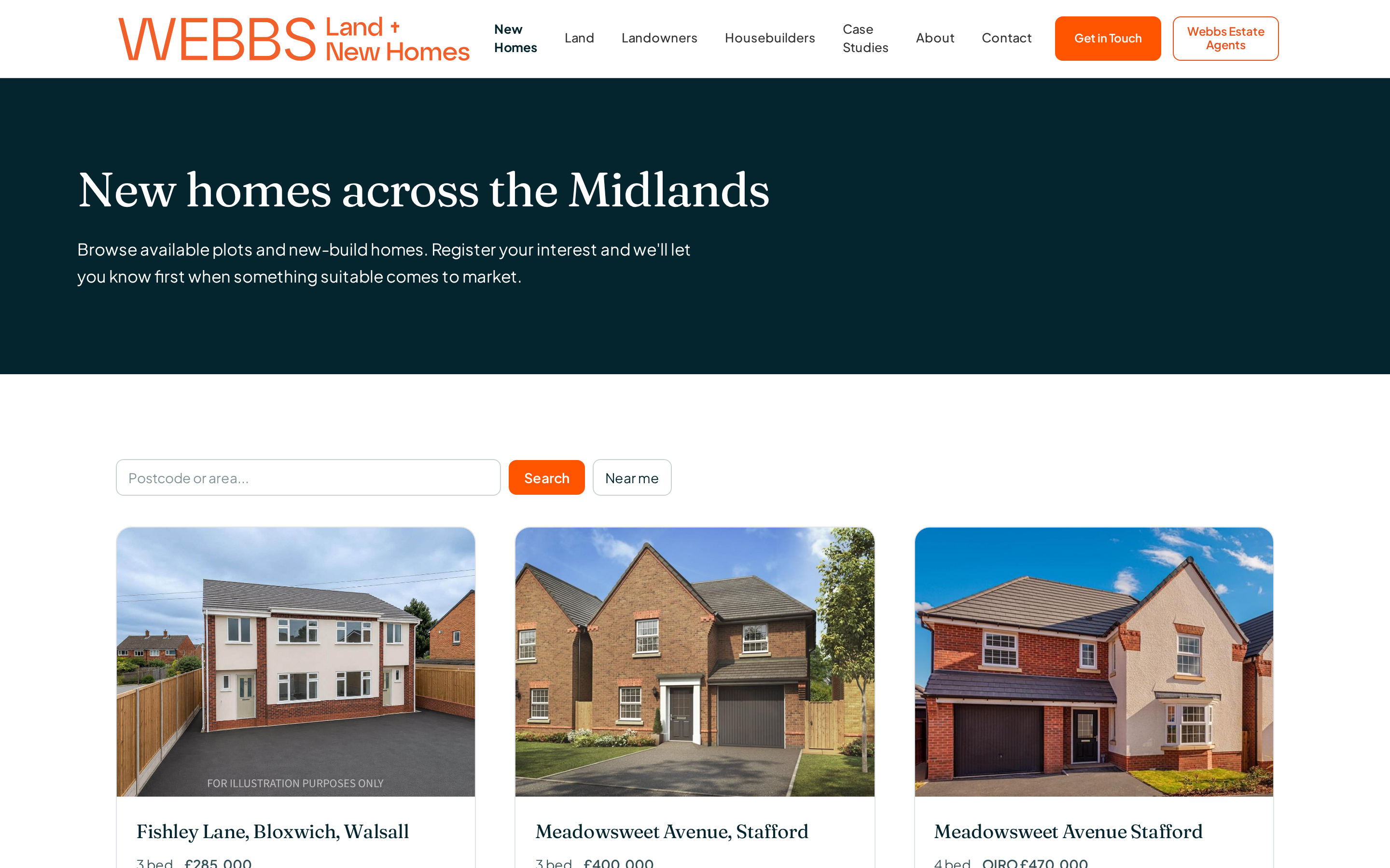 Webbs new homes listings page