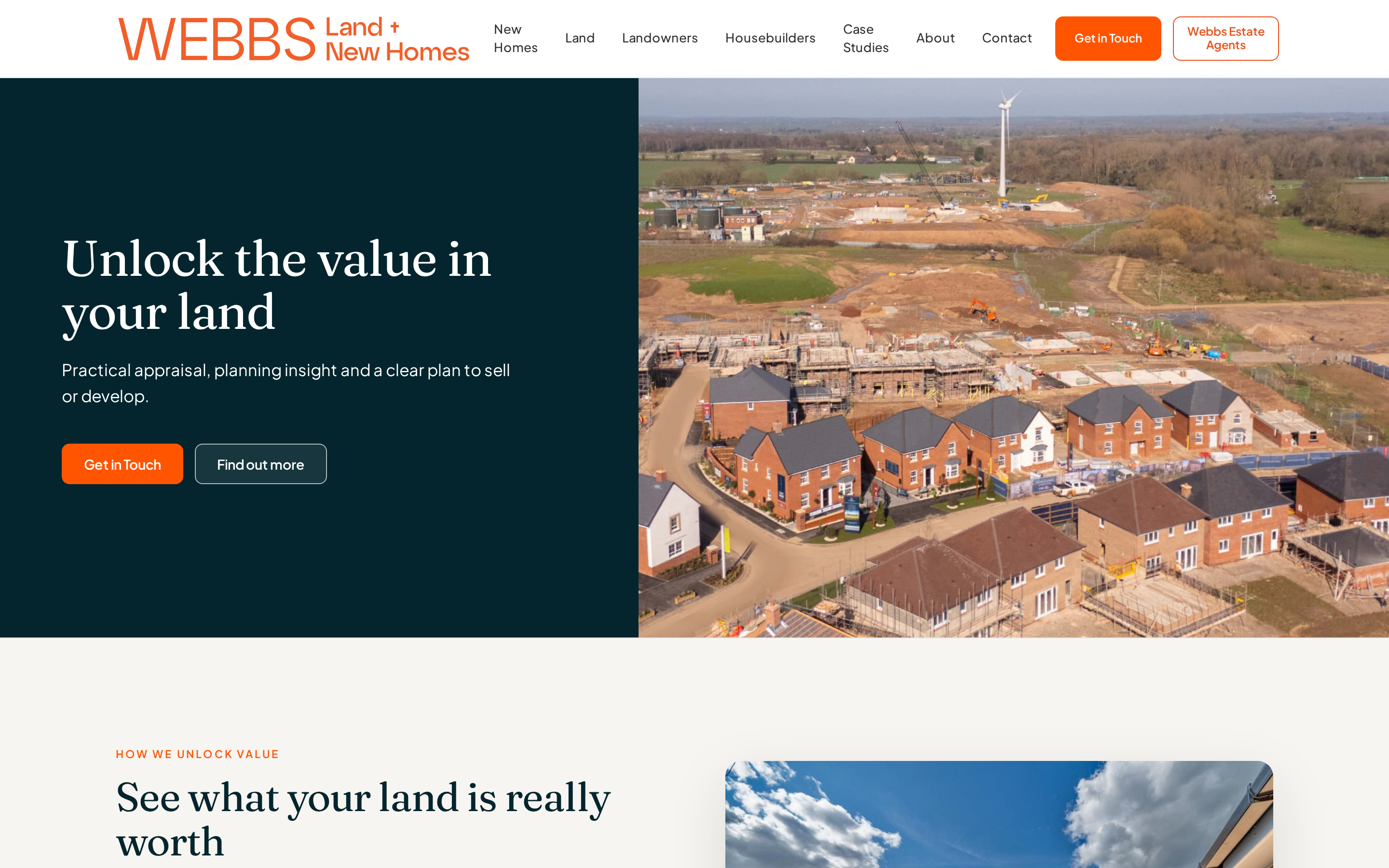 Webbs Land + New Homes homepage